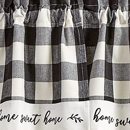 Park Designs Buffalo Check Lined Swags - Black Cream 72x36