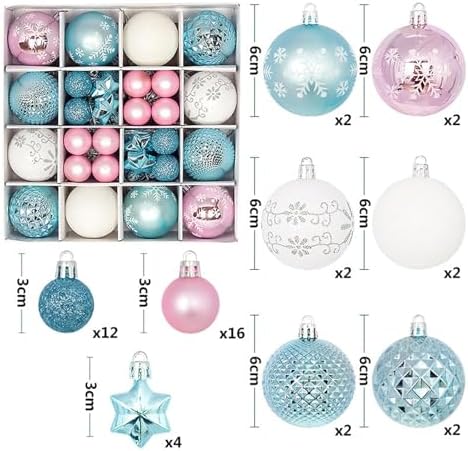 44 Piece Christmas Ball Ornaments for Holiday Decorations