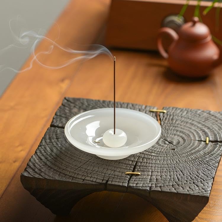Liuli Glass and Jade Incense Holder for Sticks
