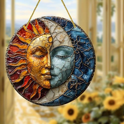 ZIEKEER 8x8 Inch Yin Yang Sun Moon Acrylic Wall Ornament