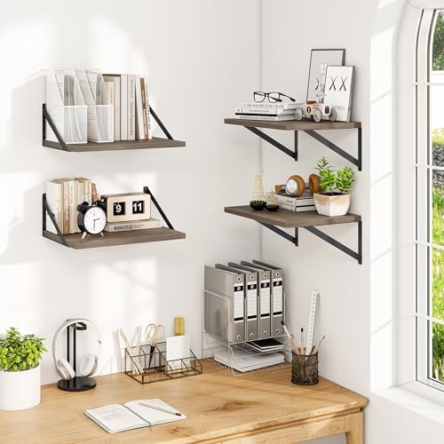12 Inch Deep Floating Shelves Set of 4 Heavy Duty Wall Mount