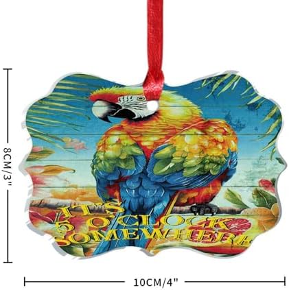 3 Inch Acrylic Christmas Ornaments 2024 Tropical Flamingo Hanging Decor