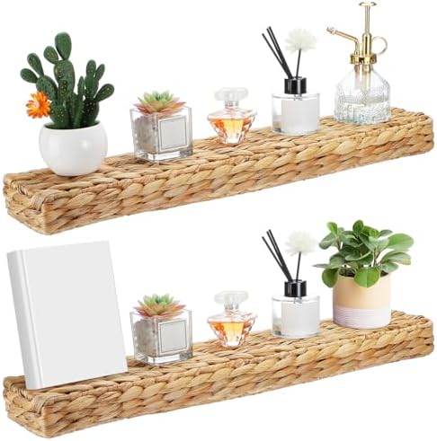 Pinkunn 2 Pack Rustic Floating Wall Shelves for Home Use