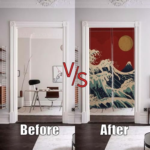 Noren Japanese Door Curtain with Sun Print