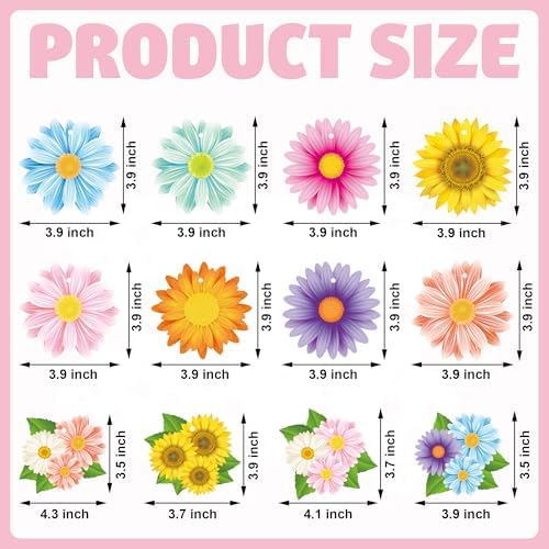 36PCS Spring Flower Hanging Decorations with Rope
