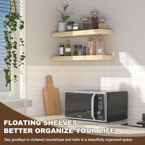 AZSKY Floating Shelves Wall Mount 16 Inch Set of 2