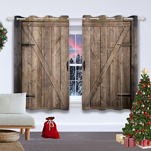 Renaiss Barn Door Curtains Set of 2 Panels Grommet Window Treatment