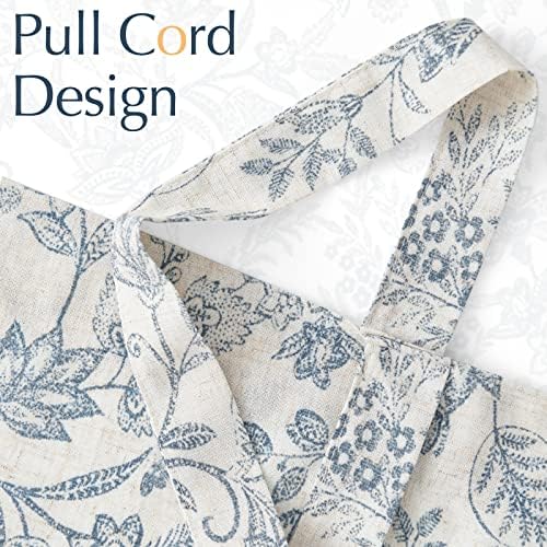 Lazzzy Farmhouse Valance Curtain 18 Inch Rod Pocket 1 Panel Blue on Beige