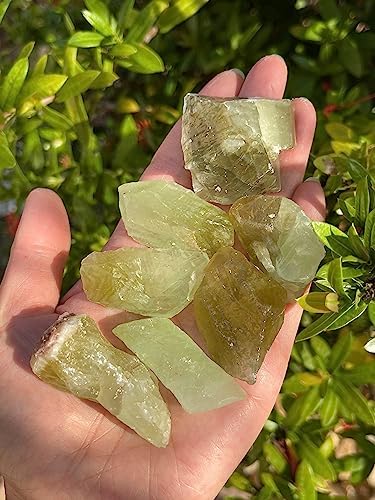 3 Pcs Green Calcite Rough Natural Stones for Lapidary and Meditation