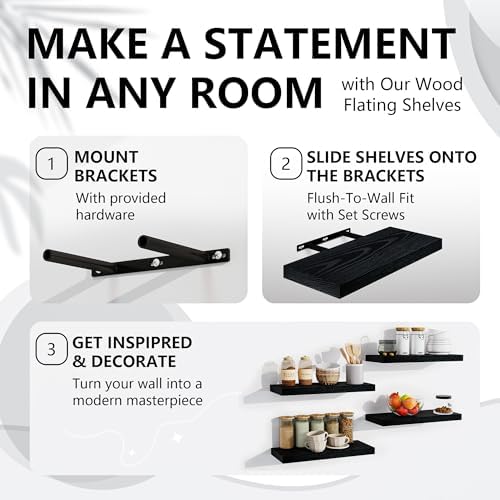 Brown Floating Wall Shelves with Invisible Brackets