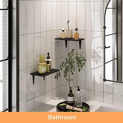 BAMFOX Black Floating Wood Wall Shelf for Home Dcor