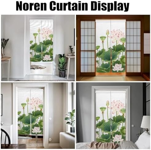 Noren Door Curtain with Lotus Print 34x60 Inches