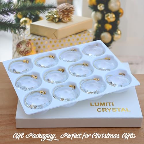 12 Pcs Crystal Glass Christmas Balls Ornaments