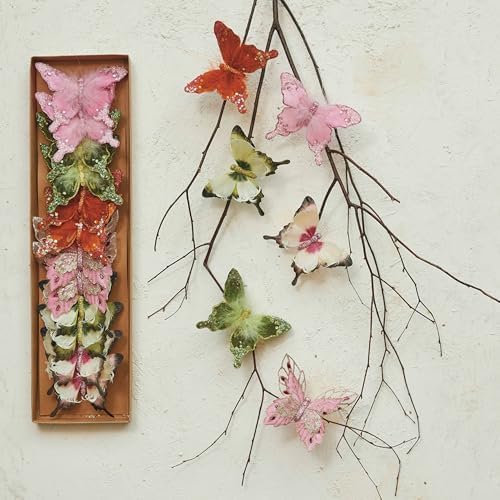 Creative Co-Op Feather Butterfly Clip-On Ornaments Set of 12