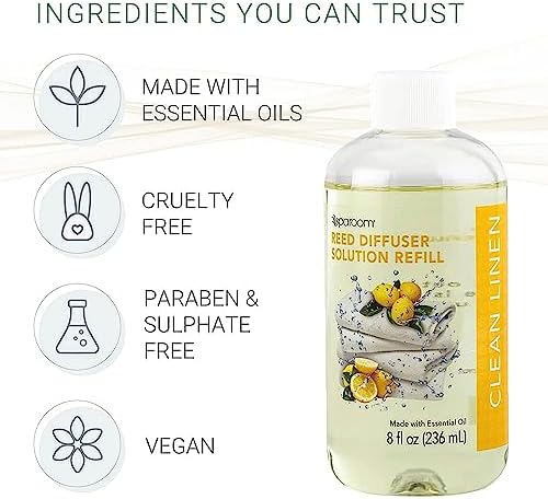 SpaRoom Reed Diffuser Oil Refill Clean Linen Scent 8oz