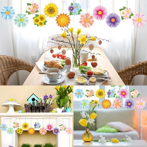36PCS Spring Flower Hanging Decorations with Rope