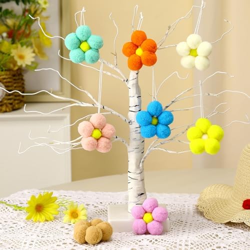 32 Pcs Summer Daisy Felt Flower Hanging Ornament Set