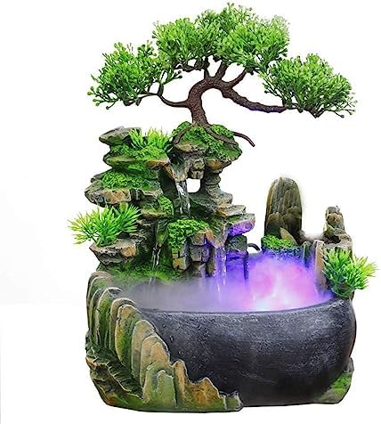 BRAVECOW Indoor Relaxation Desktop Fountain with Atomizer and Light