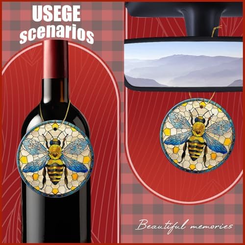 Gelyijix Funny Stained Glass Bee Christmas Ornament