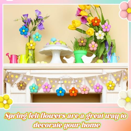32 Pcs Summer Daisy Felt Flower Hanging Ornament Set