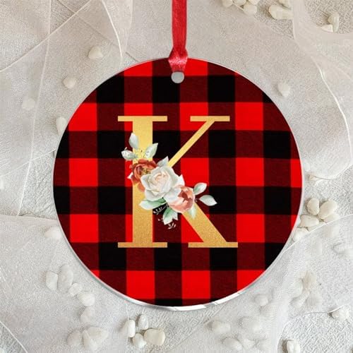 2023 Acrylic Christmas Ornaments with Gold Glitter Initial K