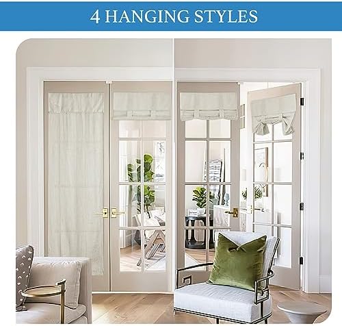 RYB HOME Linen Blended French Door Curtain