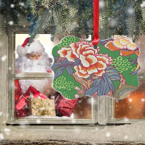 Clear Acrylic Emerald Green Chinoiserie Floral Ornament