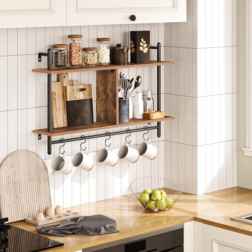 HOOBRO 30 Floating Shelves Wall Mount 2-Tier Industrial Pipe Storage