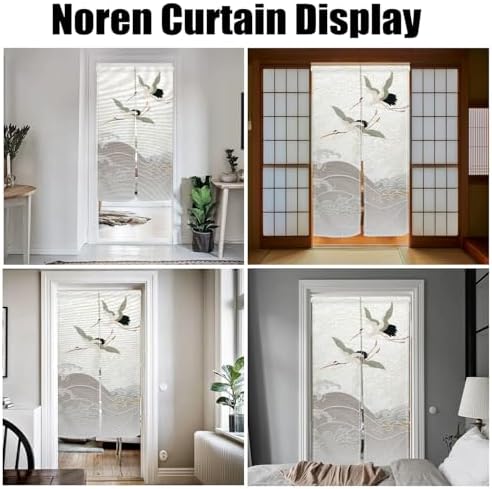 White Cranes Noren Door Curtain Privacy Partition Decor