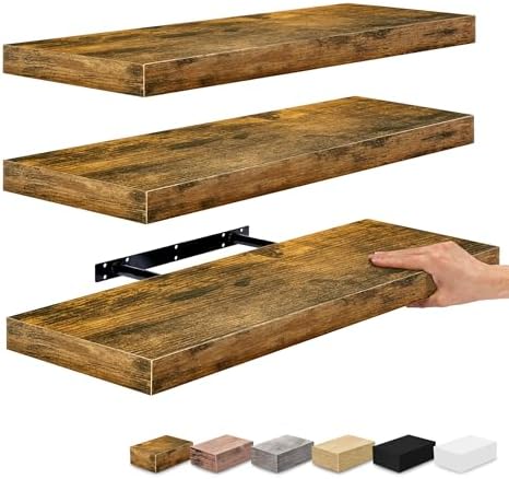 Sorbus Floating Shelves for Wall - 3 Pack Rustic Brown