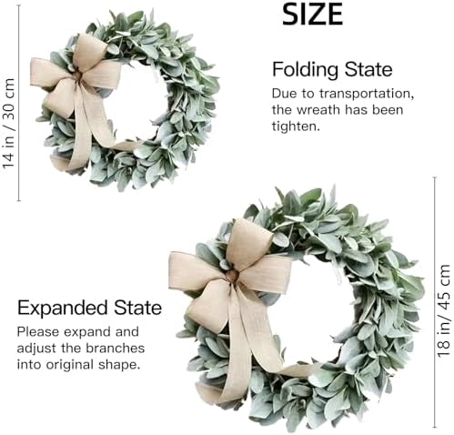 Lambs Ear Teardrop Front Door Wreath