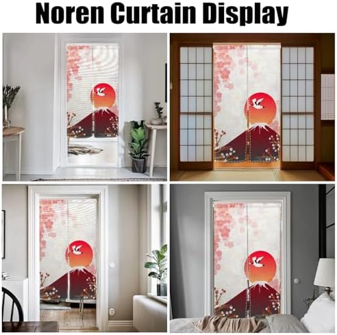 Japanese Noren Door Curtain with Red Sun Print
