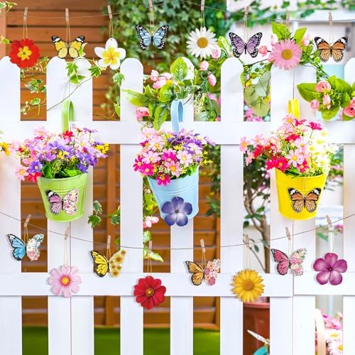 40 Pcs Spring Flower Butterfly Hanging Ornaments Set