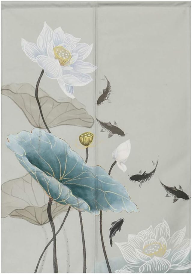 BAIHT HOME Noren Curtain Lotus Design 29x59 Inch