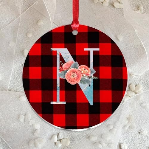 Acrylic Christmas Ornament with Blue Monogram Initial N
