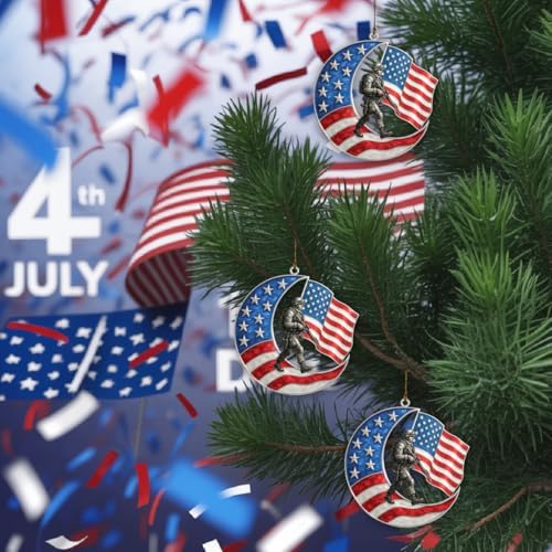 Patriotic Soldier Moon Acrylic Ornament 4-Inch