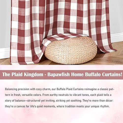 Red White Buffalo Check Window Curtain Panel 54 Inch Long