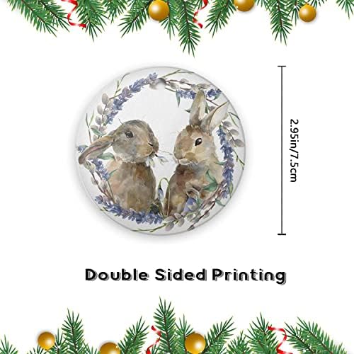 Lavender Flower Rabbit Christmas Ornament for Tree Decorations