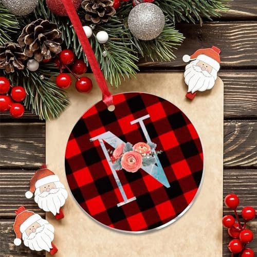 Acrylic Christmas Ornament with Blue Monogram Initial N