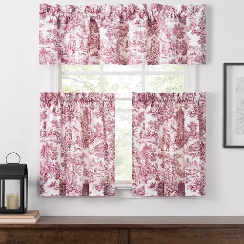 Victoria Park Toile Valance Curtain Red