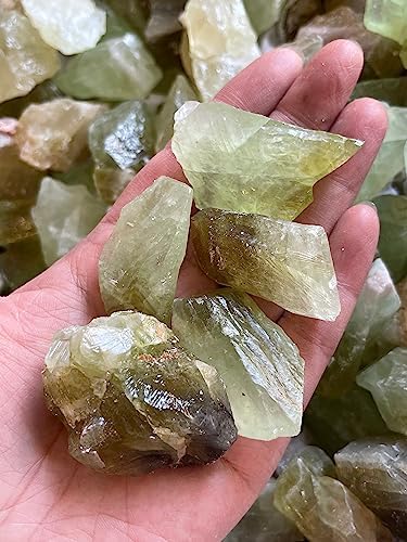 3 Pcs Green Calcite Rough Natural Stones for Lapidary and Meditation