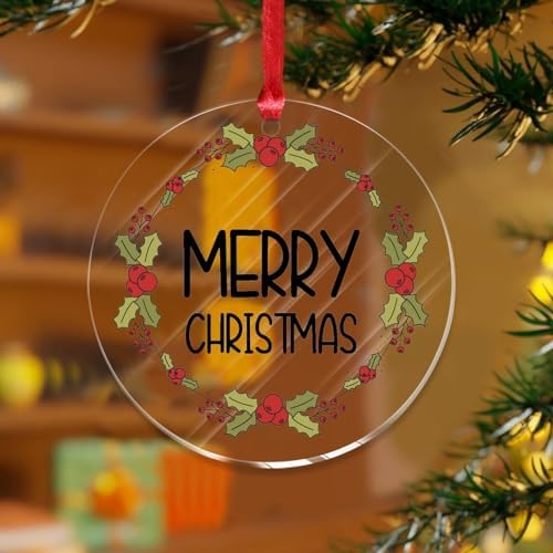 3 Inch Clear Acrylic Christmas Ornaments 2023 Hanging Decor