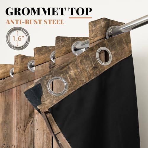 Renaiss Barn Door Curtains Set of 2 Panels Grommet Window Treatment