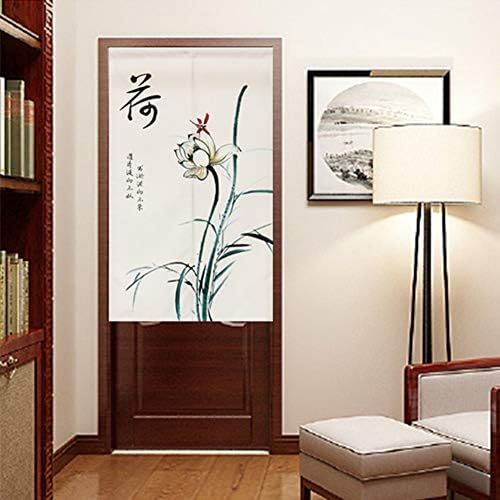 BAIHT HOME Noren Curtain Lotus Design Cotton Linen 29 x 59