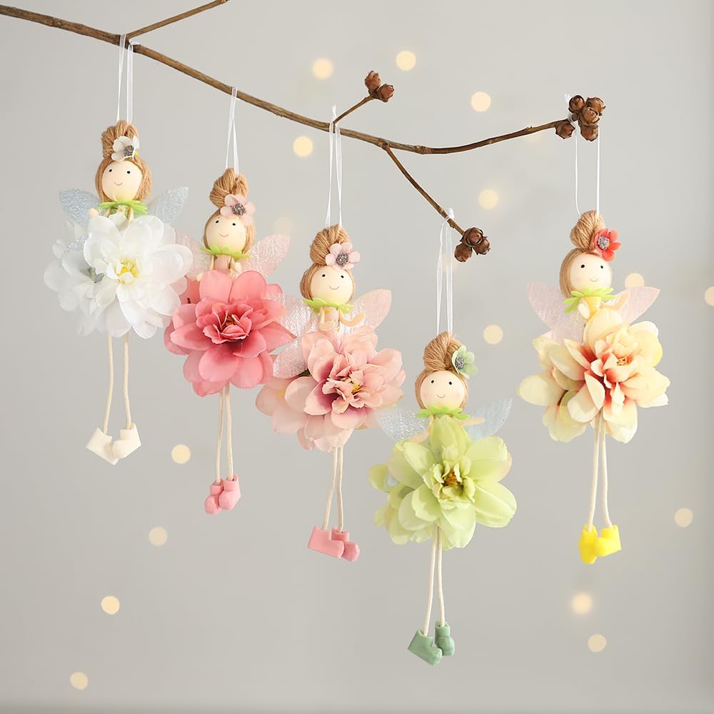 GIHOO Spring Flower Angel Doll Hanging Ornament 5pcs 78inch