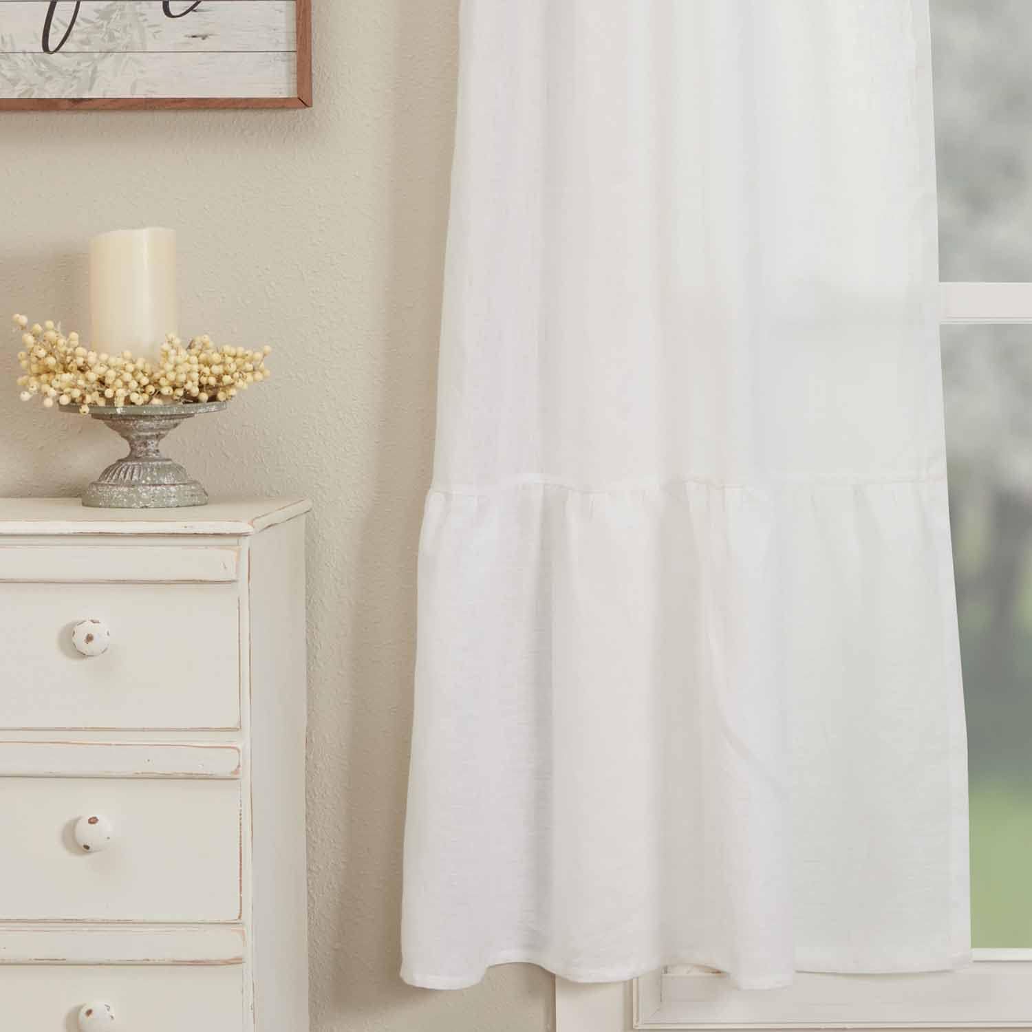 Piper Classics White Linen Ruffled Panel Curtains Set of 2