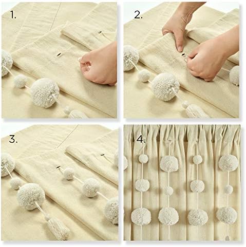Lush Decor Boho Pom Tassel Curtain Panel 84x52in Dark Linen