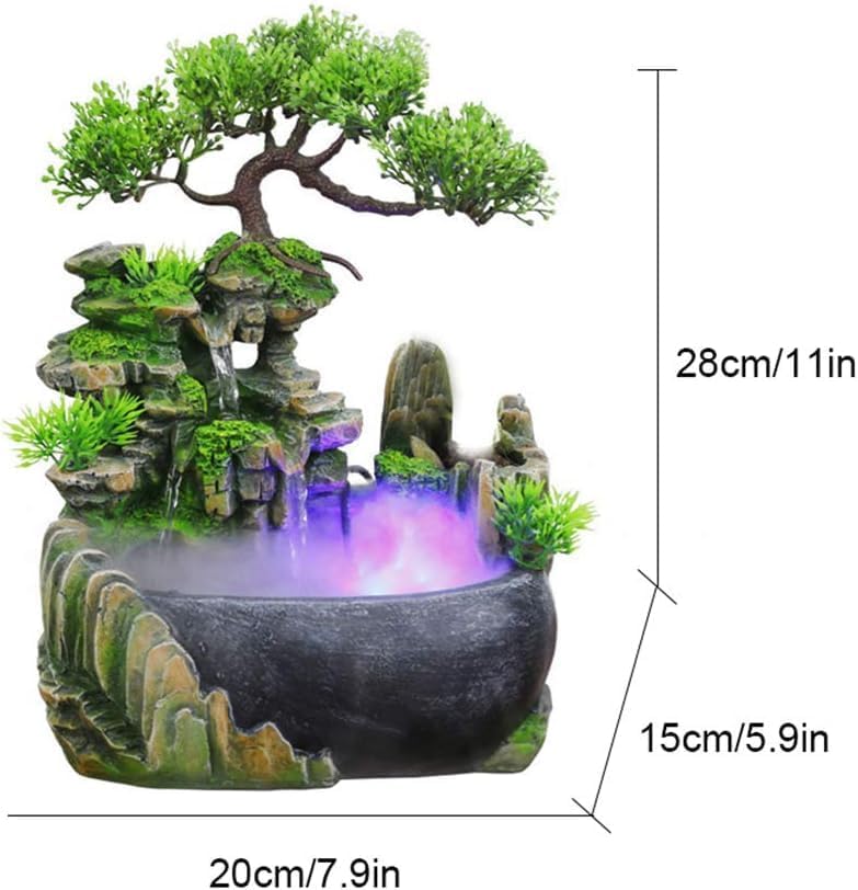 BRAVECOW Indoor Relaxation Desktop Fountain with Atomizer and Light