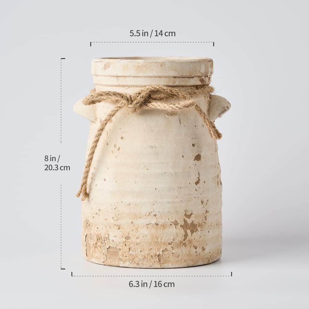 SIDUCAL Ceramic Flower Vase 8 Inch Rustic Decor