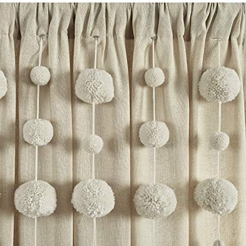 Lush Decor Boho Pom Tassel Curtain Panel 84x52in Dark Linen